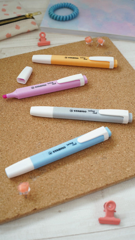 STABILO swing cool Textmarker Set 8 Pastellfarben – Keilspitze, 1–4 mm