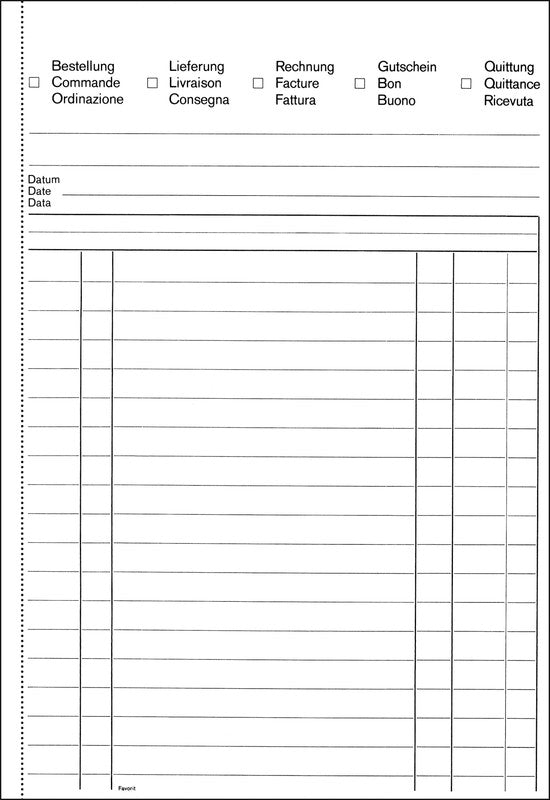 Favorit Formularblock – Deutsch, Französisch, Italienisch, 84 Blatt, A5
