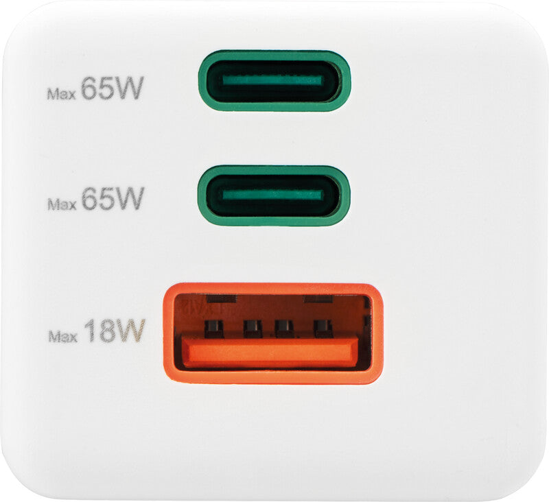 Hama 00201996 USB-Desktop-Ladegerät 65 W – USB-C×2, USB-A×1 – PD, QC 2.0/3.0 – Weiss