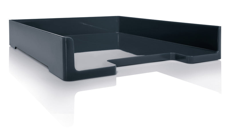 Sigel Briefkorb – mit Griffausschnitt, mit Beschriftungsfeld, glänzend, grau, B 268 × H 50 × T 333 mm