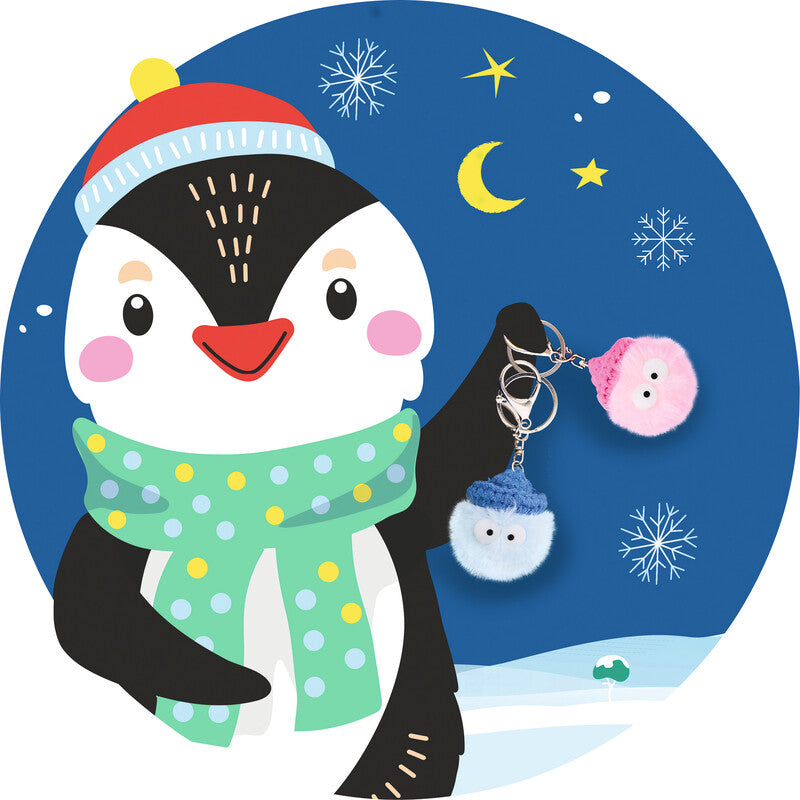 Trendhaus Snowfriends Magic Moments Schlüsselanhänger – rund, Kunststoff, Ø 40 × H 60 mm