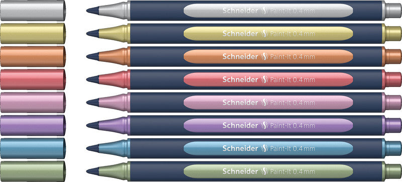 Schneider Schreibgeräte Paint-It 050 – Tintenroller-Set, schnelltrocknend, 0,4 mm, farbig sortiert, 8er Etui