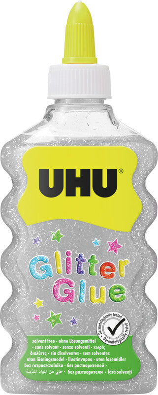 UHU Glitzerkleber – Silber – 177 ml – Auswaschbar, Lösungsmittelfrei – zum Basteln