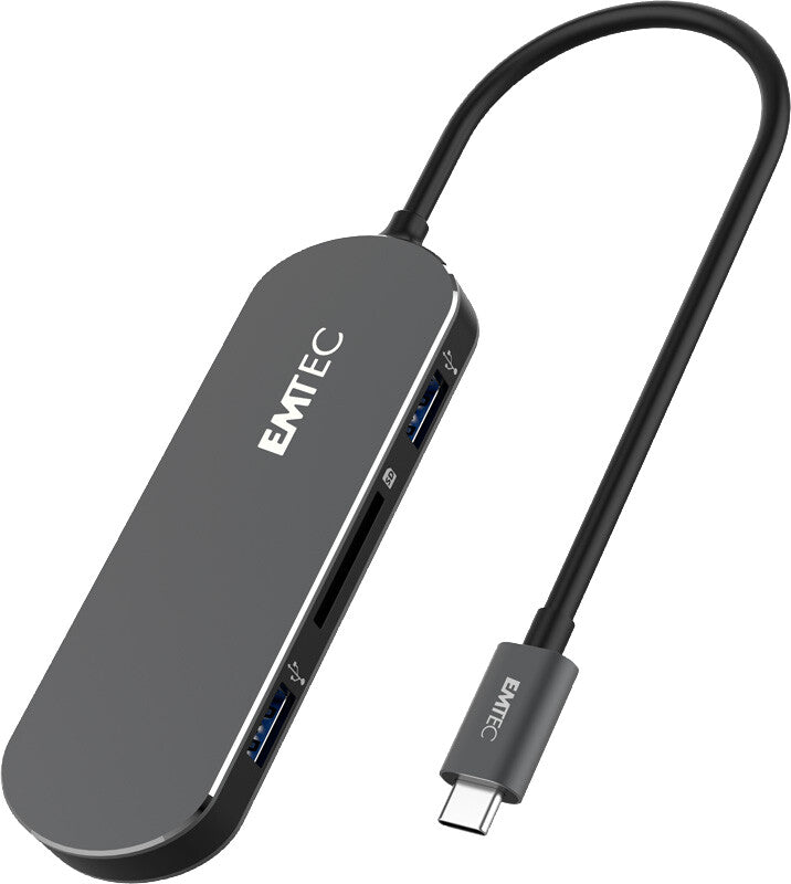 Emtec USB-Hub – für Windows und Mac OS, USB-Anschluss, silber