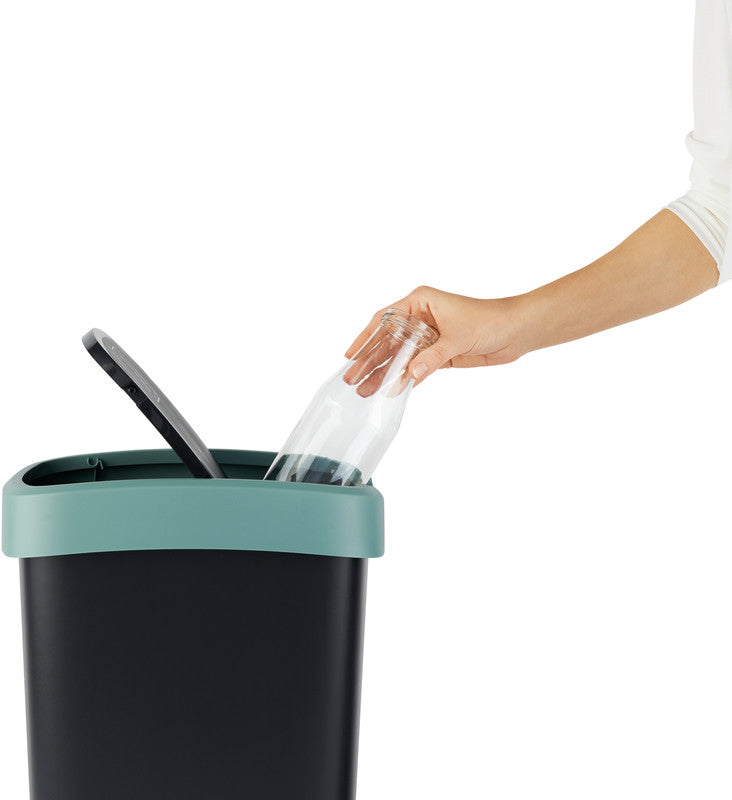 Rotho Abfallcontainer – 10 l – mit Deckel – Kunststoff, Mistelgrün – B × H × T 181 × 330 × 248 mm