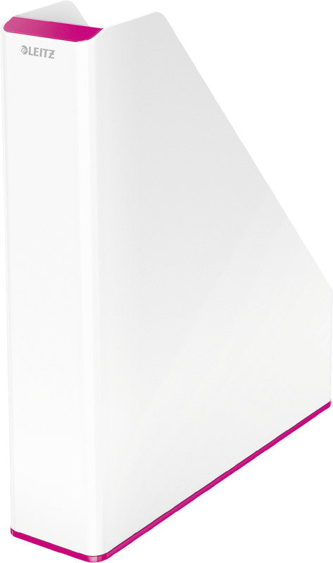 Leitz WOW Stehsammler – A4 – Polystyrol – Weiss/Pink – 73 × 272 × 318 mm