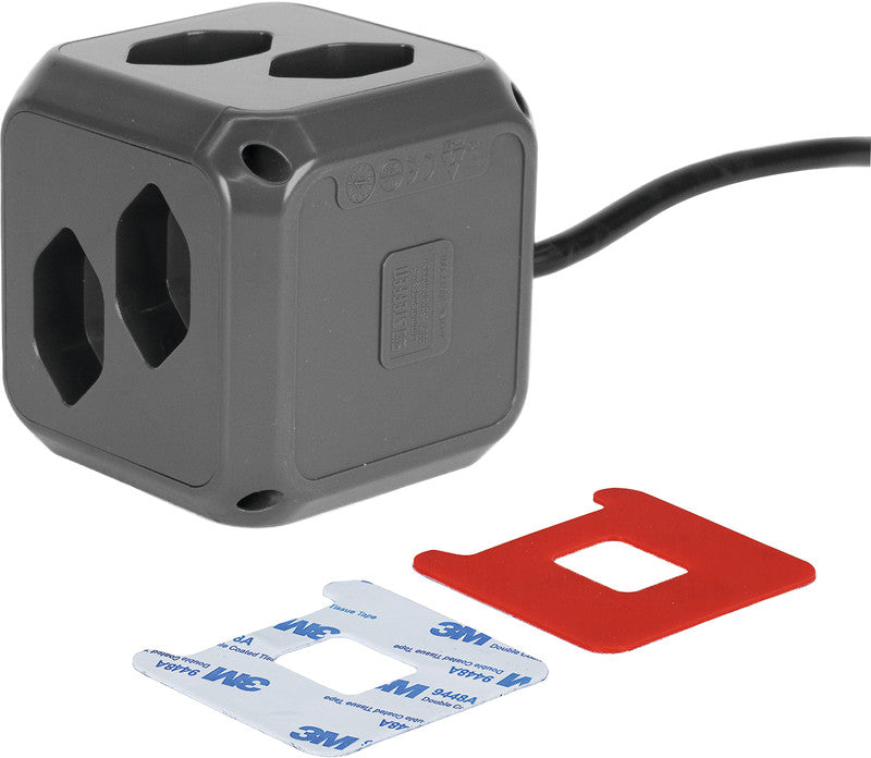 Steffen Steckdosenleiste Cube – 1,50 m, Kunststoff, Anthrazit, 2× USB-A 12 W, mit Überspannungsschutz