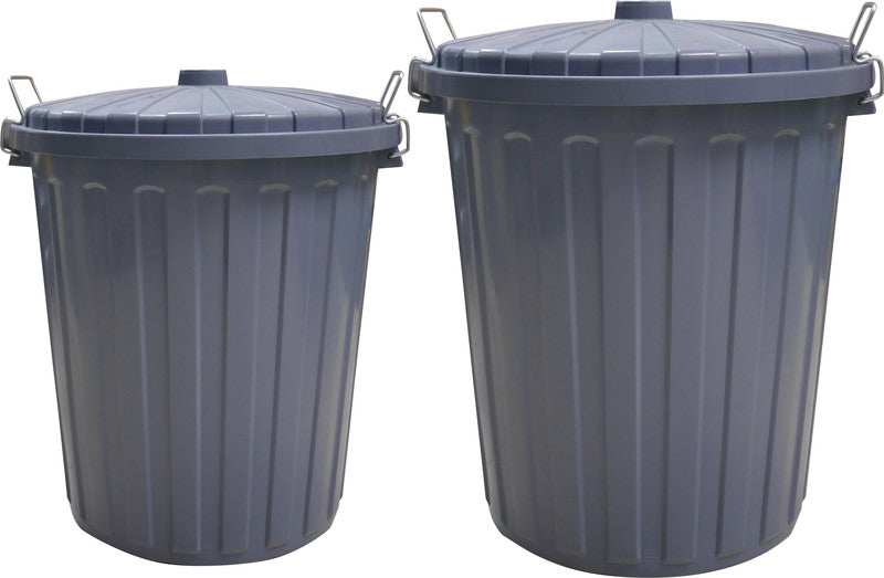 Helit Abfallcontainer – 73 l – mit Deckel – Kunststoff, Grau – Ø 510 × H 630 mm