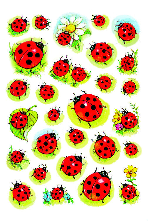 HERMA Schmucketiketten – Motiv Marienkäfer und Blume – Papier, Hochglänzend, 84 Stk, 3 Bogen