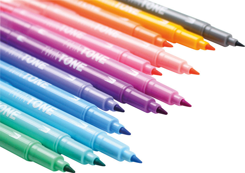 Tombow Fasermaler TwinTone, Strichbreite 0,3/0,8 mm, 12 Farben