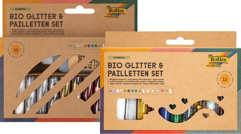 Folia Glitter- und Pailletten-Set Bio – sortiert – 11 Teile – aus PLA