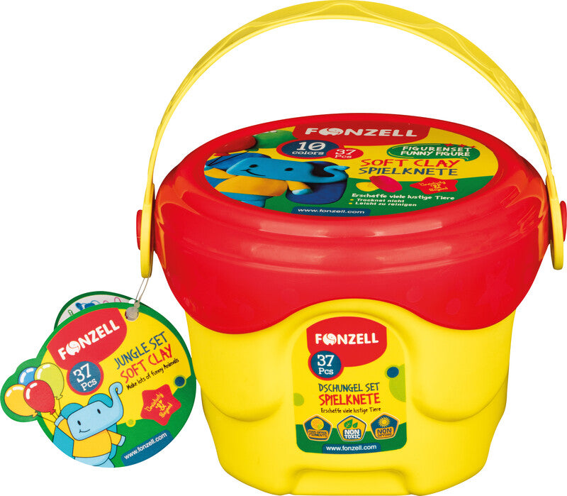 Fonzell Modelliermasse-Set Dschungel – 37-teilig – 10 Modelliermassen à 35 g – 176 × 160 × 125 mm