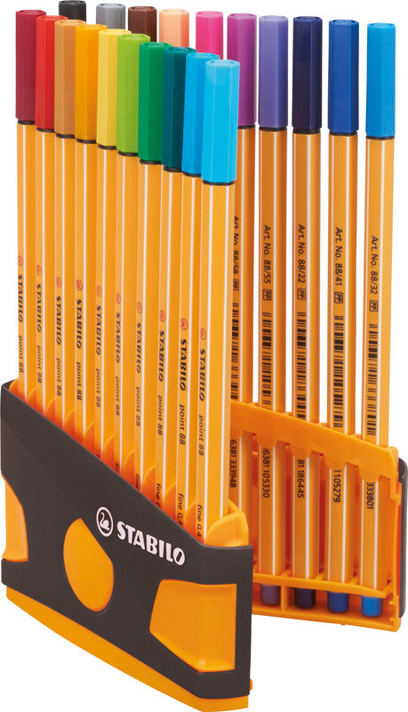 STABILO Fineliner – 20er-Set – 0,4 mm – 20 Farben, sortiert