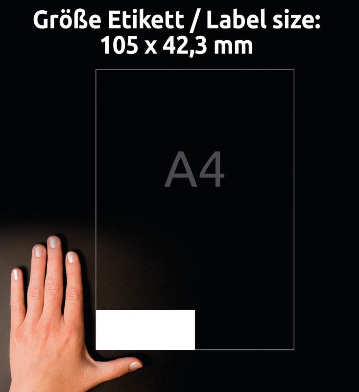 Avery Etiketten, 105 mm × 42 mm, weiss, Papier, permanent, 100 Blatt