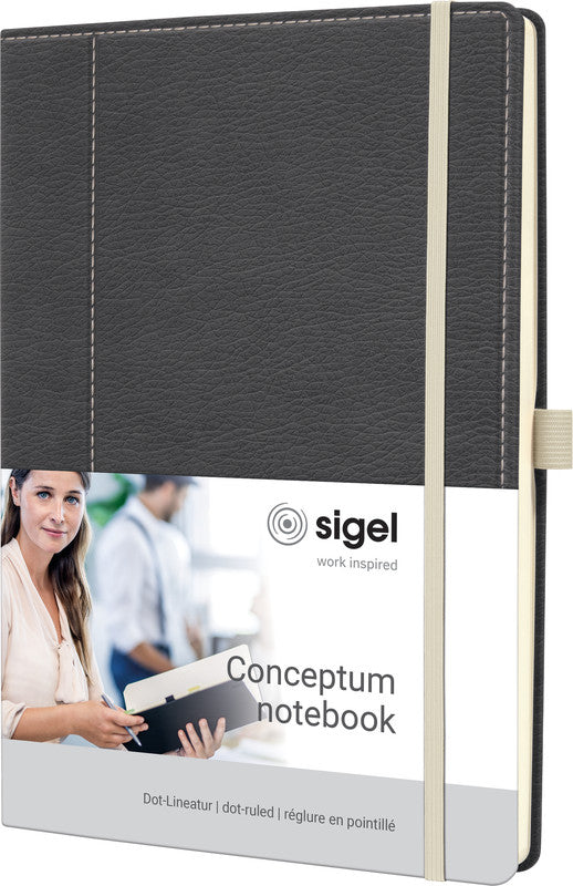 Sigel Notizbuch, 187 × 280 mm, punktkariert, Fadenheftung, 194 Seiten, 80 g/m² – grau