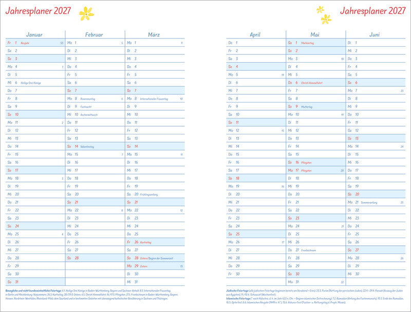 Heye Helme Heine Agenda – 1 Woche/2 Seiten, Spiralbindung, A5, 2027, Mehrfarbig, FSC
