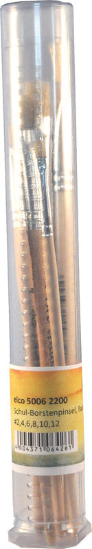 Elco pinsel Pinsel – Reine Borsten, 6er-Pack, Aluminiumzwinge, flach, für Acryl- und Temperafarben
