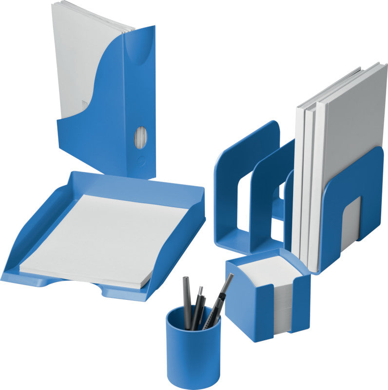 Durable Briefkorb – Kunststoff, für A4, C4, stapelbar, mit Griffausschnitt, matt, blau, B 253 × H 63 × T 337 mm