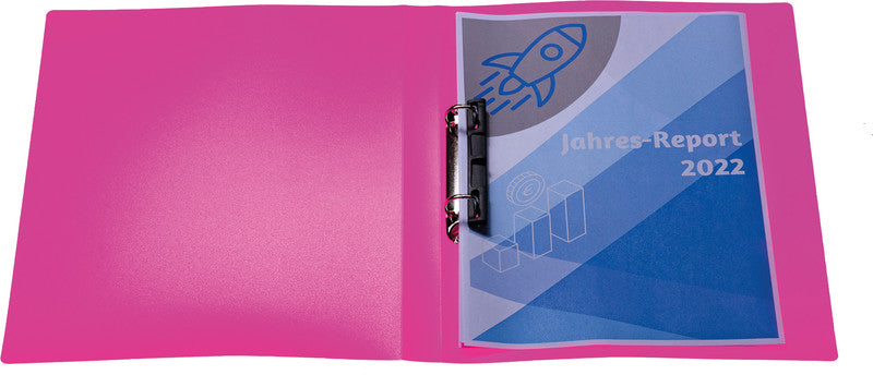 HERMA Ringbuch – A4 Hochformat – 2-Ring, Rücken 35 mm – Neonpink, Kunststoff, mit Niederhalter