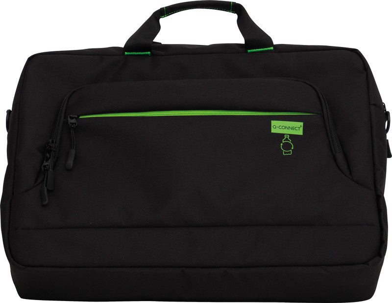 Q-Connect Notebook-Tasche – für Notebooks bis 17,2", Aufsteckfunktion, recyceltes PET (rPET), schwarz