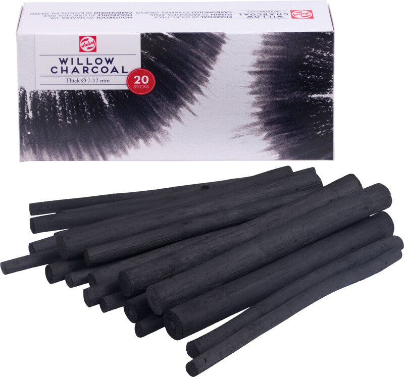 Talens Zeichenkohle – schwarz, Ø 7–12 mm, 20er-Pack, geruchsarm