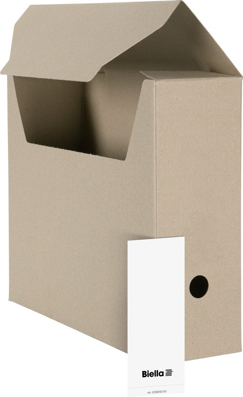 Biella Archivschachtel A4 – mit Einsteckdeckel, mit Griffloch, 330 × 270 × 100 mm, beige, Karton, 10er Pack