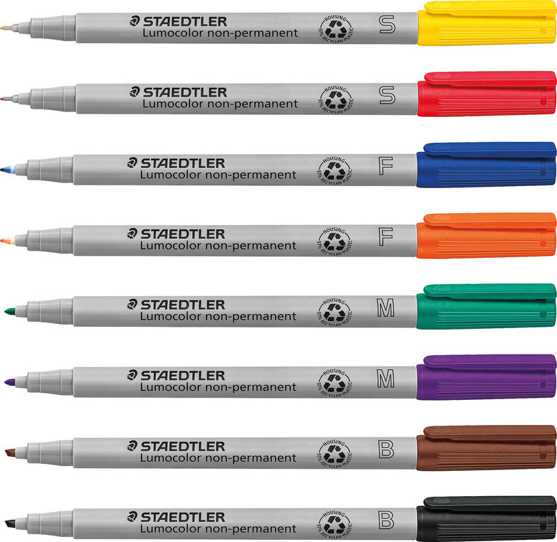 Staedtler Non-Permanent-Marker Lumocolor – fein 0,6 mm – sortiert – 4er-Set – nachfüllbar