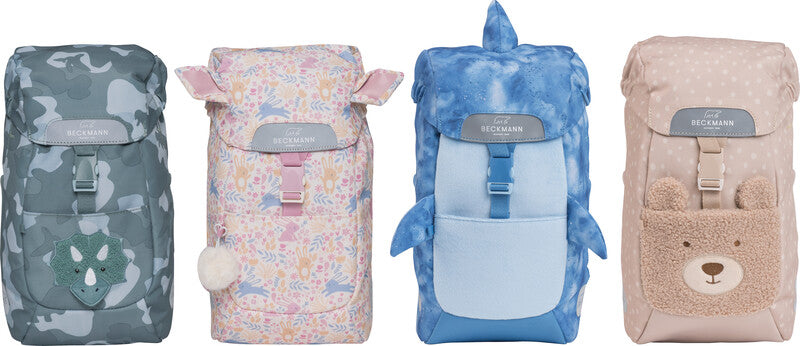 Beckmann Kindergartenrucksack Classic Mini – rPET-Polyester – Rosa Schmetterling, 210 × 350 × 190 mm