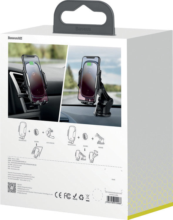 Baseus Qi-Auto-Halterung – 15 W, Auto-Klemmung (IR), für alle Qi-fähigen Smartphones, Lüftungsgitter/Dashboard
