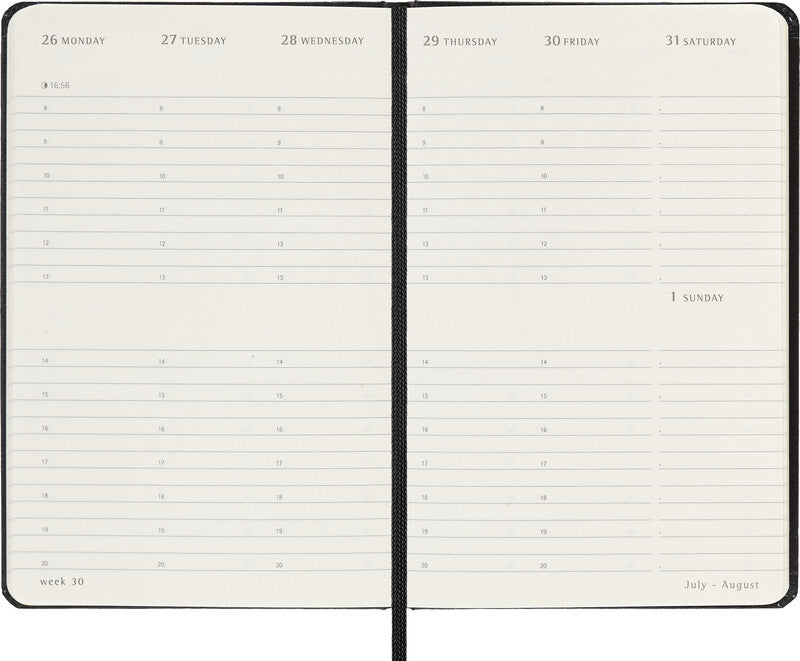 Moleskine Agenda – 1 Woche/2 Seiten, gebunden, 9 × 14 cm, 2027, schwarz, FSC