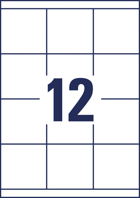 Avery Bogenetiketten, 70 mm × 68 mm, weiss, Papier, permanent, 1200 Etiketten (100 Blatt)