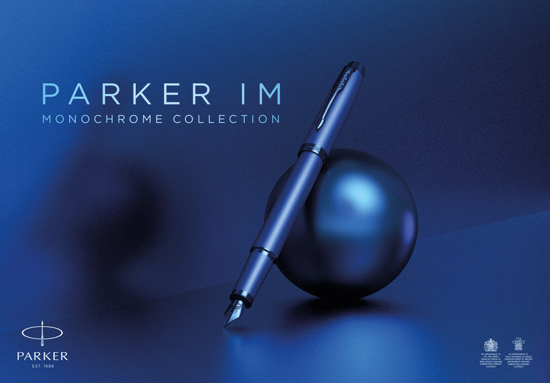 Parker IM Monochrome – Mittlere Feder – für Rechts- & Linkshänder – Blau – Patronen