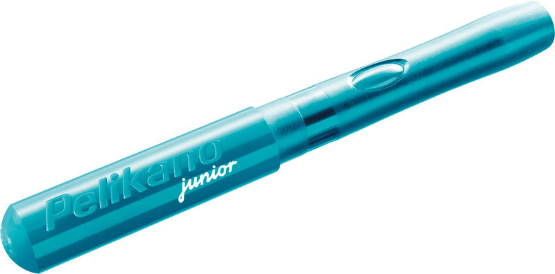 Pelikano junior – L Feder – für Linkshänder – türkis, blau – Patronen
