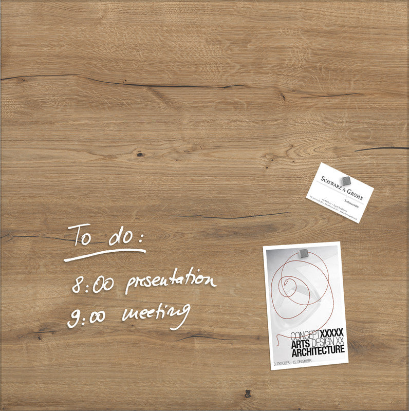 Sigel Whiteboard – 48 × 48 cm, Glas, magnetisch, Wandmontage, inkl. SuperDym Magnetwürfel, Montagesatz