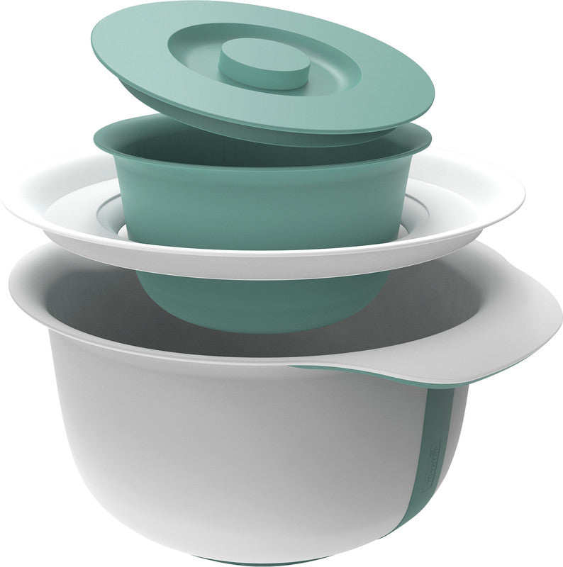 Rotho Rührschüssel Fresh – 4 l – mit Deckel, Henkel & Spritzschutzring – PP – grün – 26,8 × 14,2 × 28,8 cm