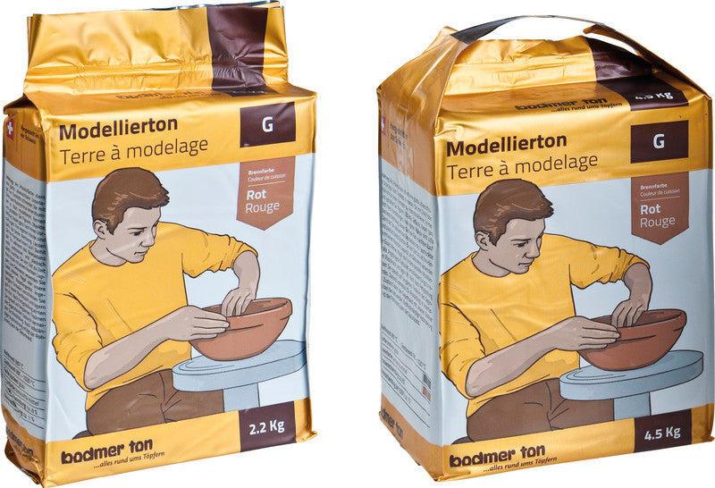Bodmer ton Modellierton – Rot – 4,5 kg – für Basteln