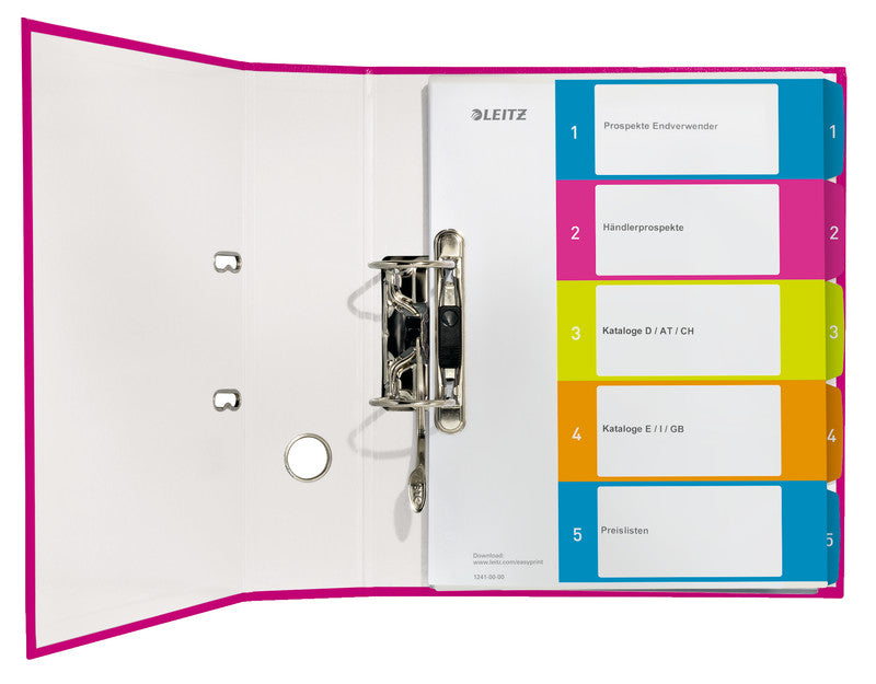 Leitz Register – A4, 5-teilig, PP, farbig, Indexblatt, 11-fach Lochung, für Zeigebuchtaschen