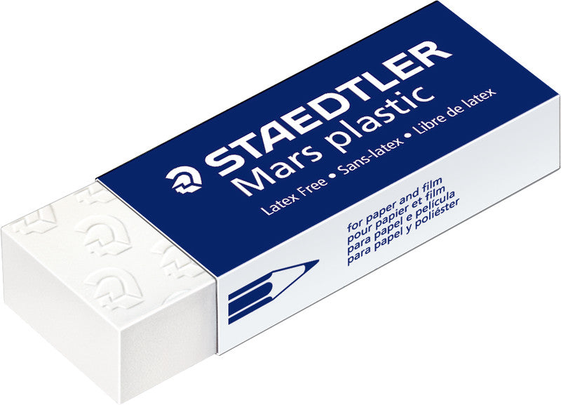 Staedtler Mars Plastic Radierer – für Bleistifte – 65 × 13 × 23 mm – Kautschuk – Weiss
