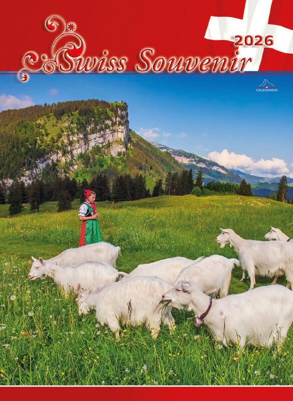 Calendaria Bildkalender Swiss Souvenir 2026 – 23 × 31,5 cm – mit Aufhänger