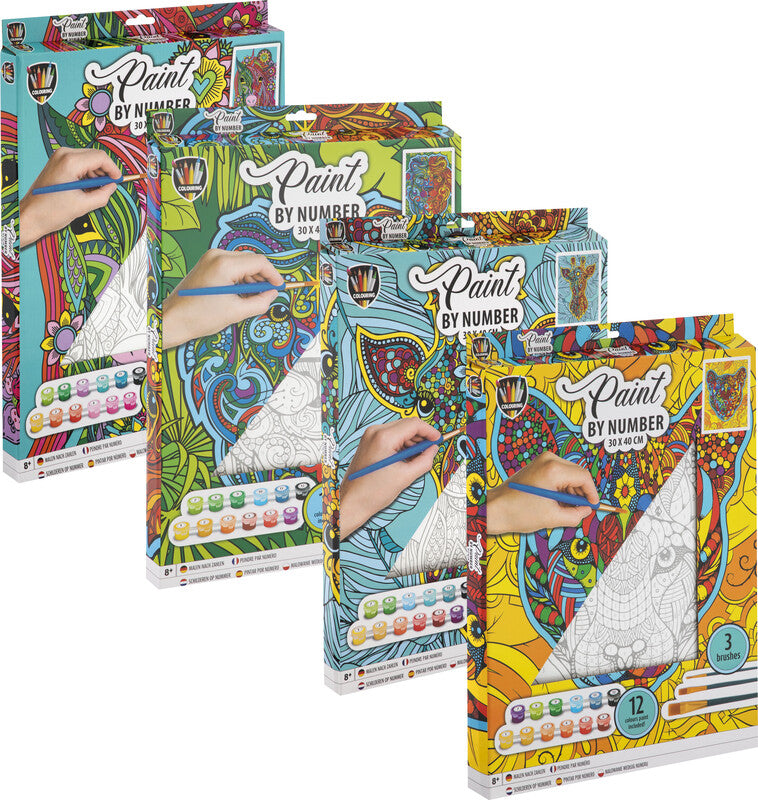 Noname Sombo – Malen-nach-Zahlen-Set Giraffe – ab 8 Jahren – 12 Farben, 3 Pinsel – 300 × 400 mm