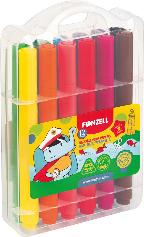 Fonzell Filzstifte, Strichbreite 4,2 mm, 12 Farben
