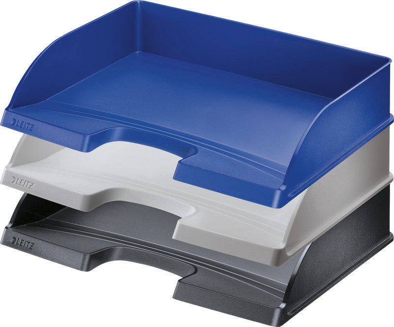 Leitz Briefkorb – mit Griffausschnitt, mit Beschriftungsfeld, matt, schwarz, B 363 × H 70 × T 273 mm