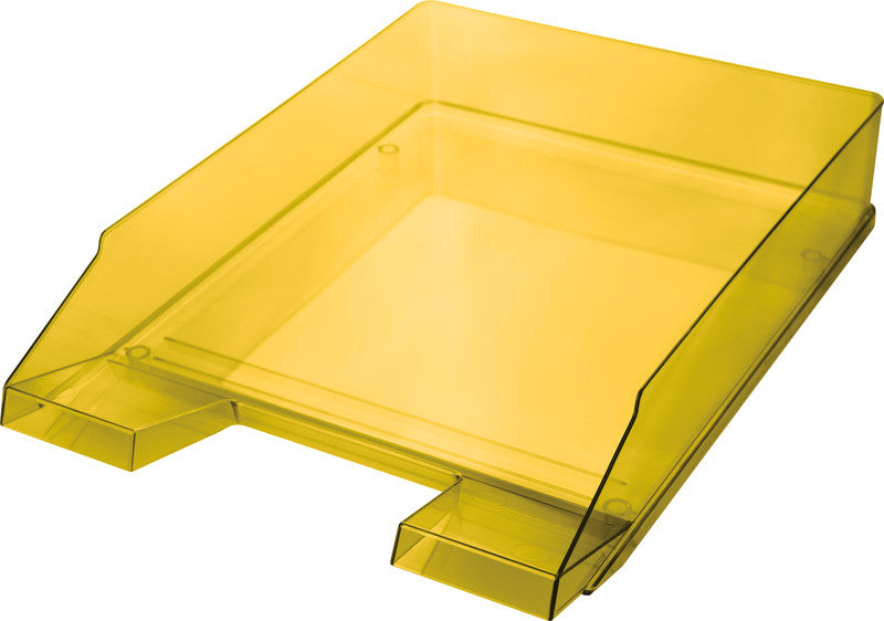 Helit Briefkorb – mit Beschriftungsfeld, hochglänzend, gelb transparent, B 245 × H 67 × T 347 mm