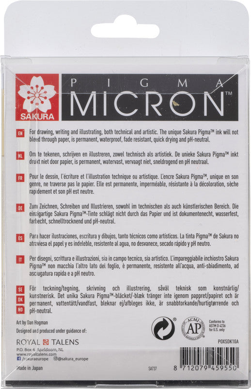 Sakura Pigma Micron Fineliner – 10er-Set – schwarz – wasserfest