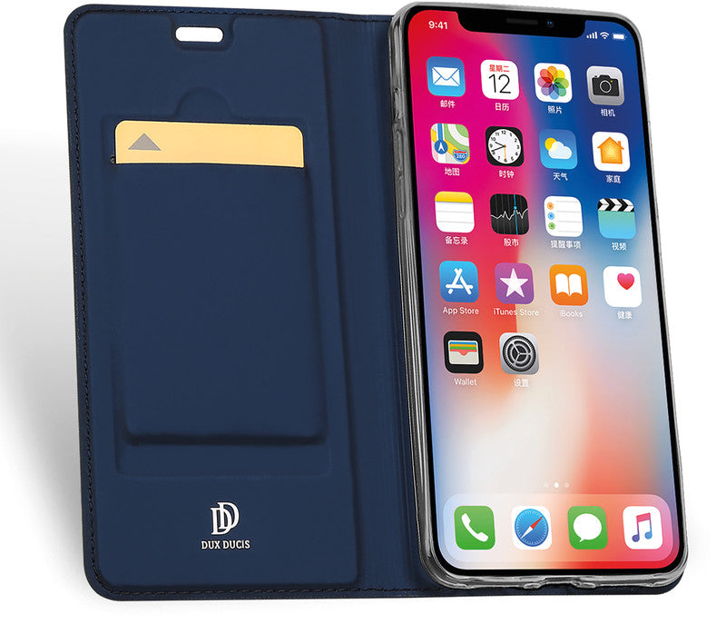 Dux Ducis Booklet-Hülle Skin Pro – für Apple iPhone XR – dunkelblau – mit Kartenfach, Magnetverschluss