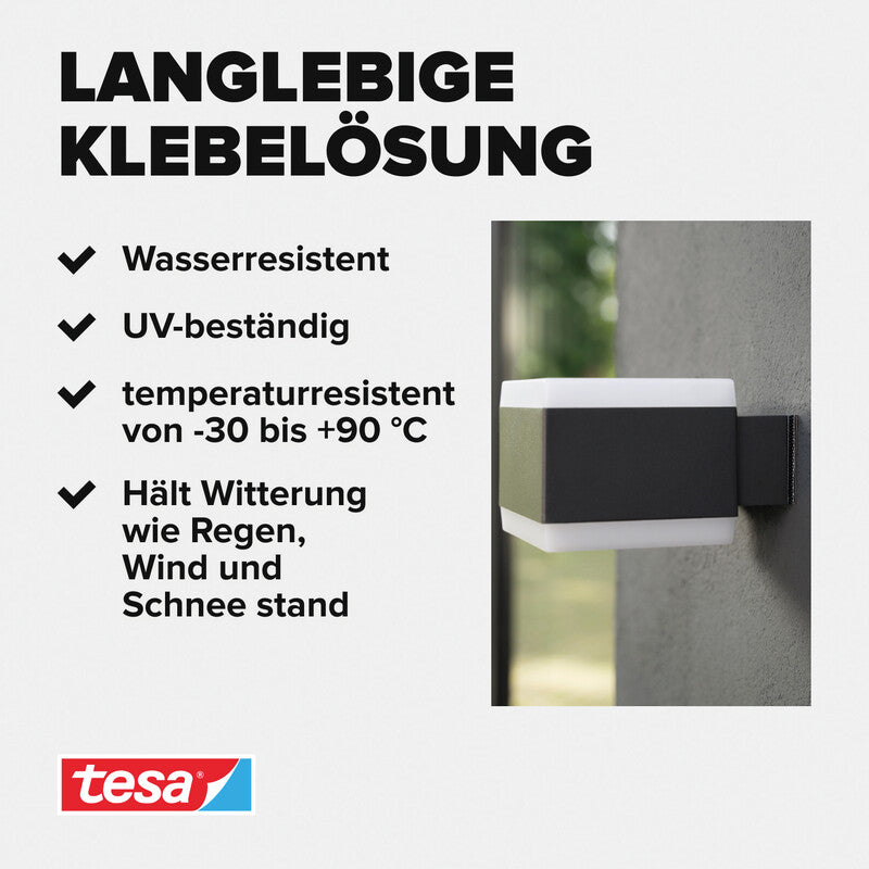 tesa Klettstreifen Ultra Power Lock Strips – 25 mm × 0,05 m, schwarz, extra stark