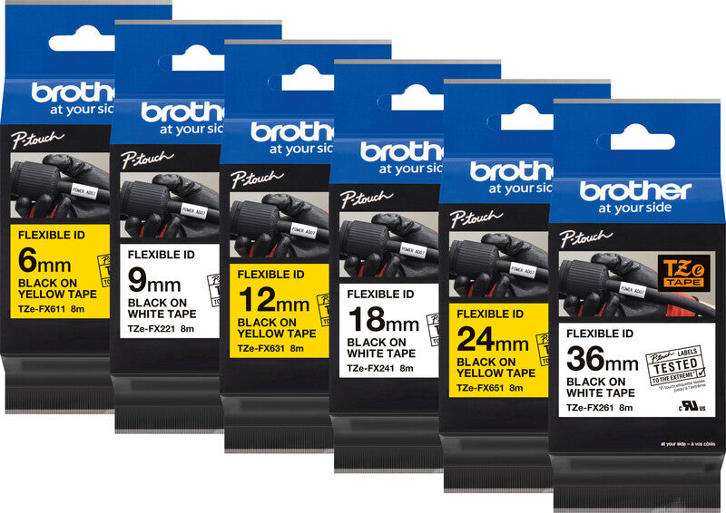 Brother Schriftband – 9 mm × 8 m, weiss, schwarz, TZe