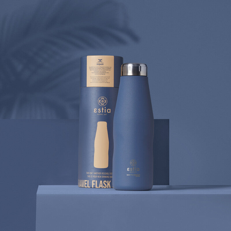 Estia Trinkflasche – 5 dl – Edelstahl, isoliert, Schraubverschluss, auslaufsicher, BPA-frei – Denim Blue