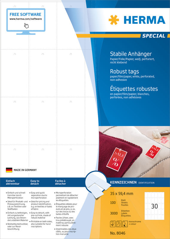 HERMA Schmucketiketten – Papier, 100 Blätter, 35×59,4 mm