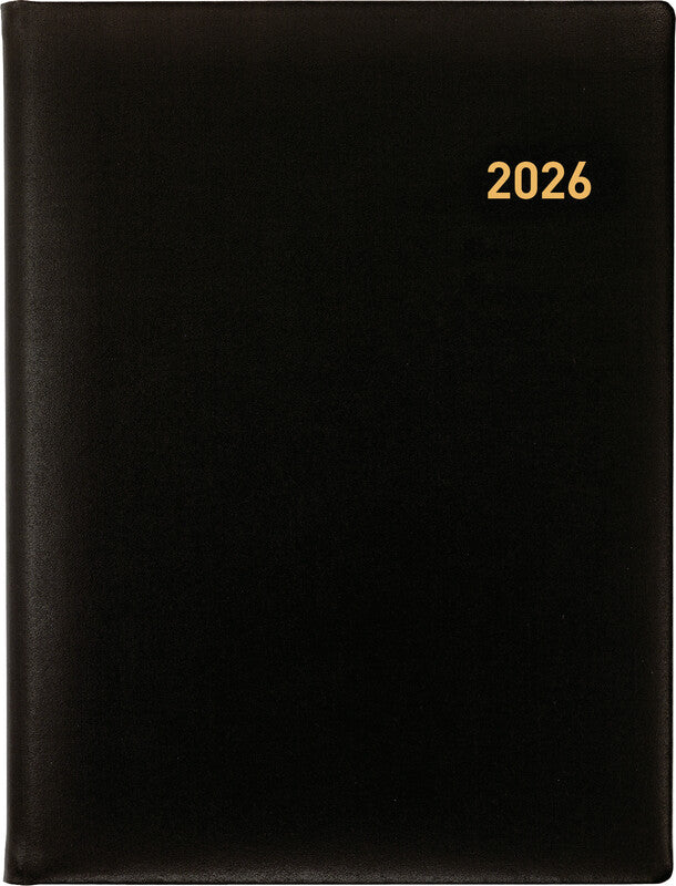 Biella Orario Agenda – 1 Woche/2 Seiten, gebunden, 17,8 × 23,5 cm, 2026, schwarz, FSC